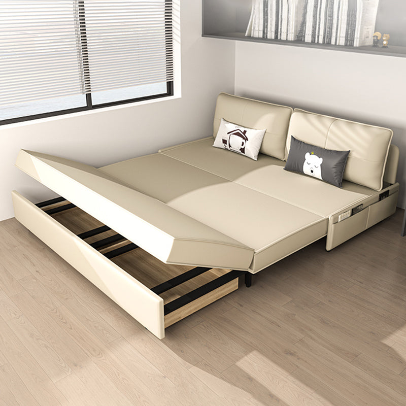 Bonded Leather Scandinavian Sofa Bed Armless White Convertible Sofas