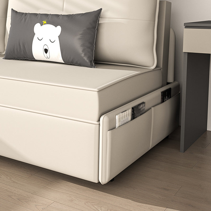 Bonded Leather Scandinavian Sofa Bed Armless White Convertible Sofas