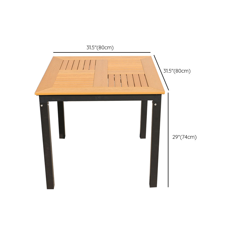 Manufactured Wood Dining Table Modern Outdoor Patio Table with Black Base