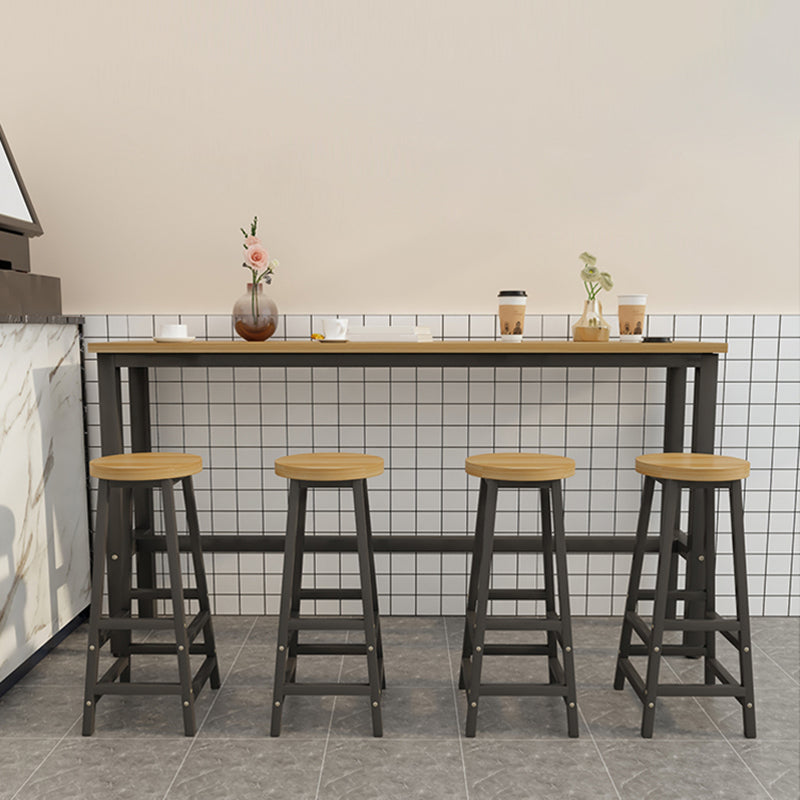 Industrial Rectangle Wood Counter Table 5 Pieces Bar Table Set for Cafe
