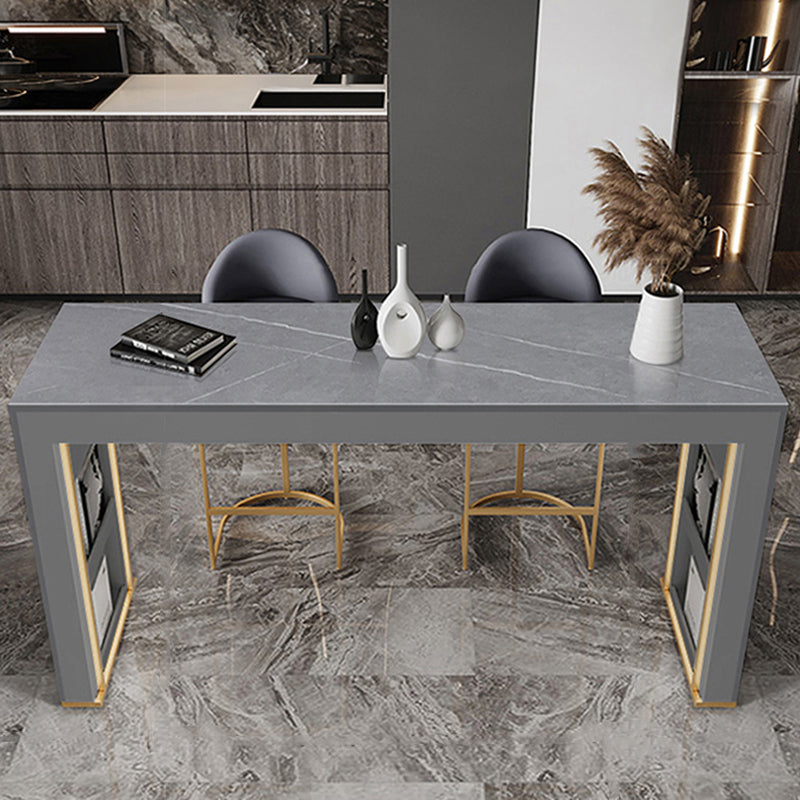 Rectangle Bar Pub Table Set 1/3 Pcs Stone Top Bar Table and Upholstered Stools