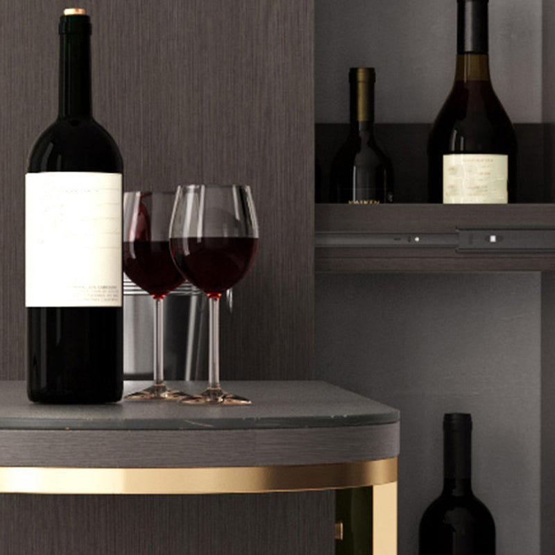 Glam Wood Counter Table 2/3 Pieces Bar Table Set with Wine Racks for Living Room