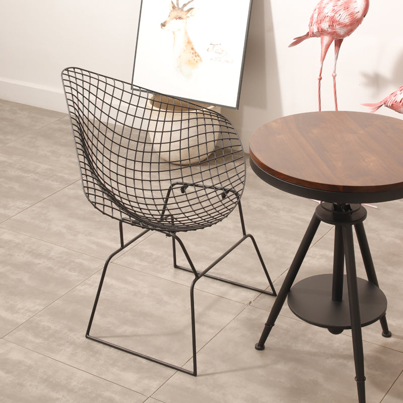 Industrial Black Metal Outdoor Bistro Chair Upholstered Outdoors Dining Chair