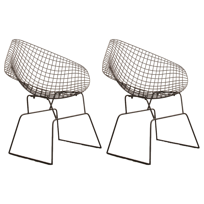 Industrial Black Metal Outdoor Bistro Chair Upholstered Outdoors Dining Chair