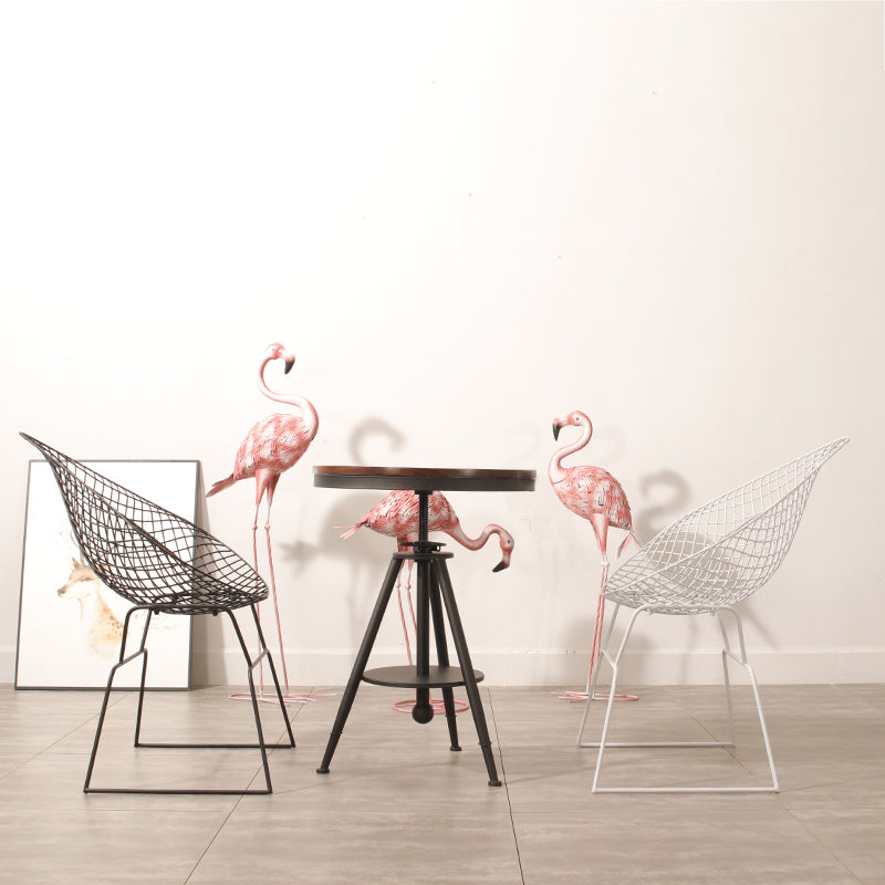 Industrial Black Metal Outdoor Bistro Chair Upholstered Outdoors Dining Chair