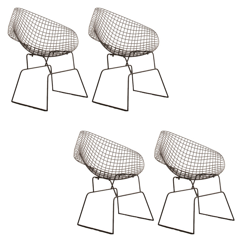 Industrial Black Metal Outdoor Bistro Chair Upholstered Outdoors Dining Chair