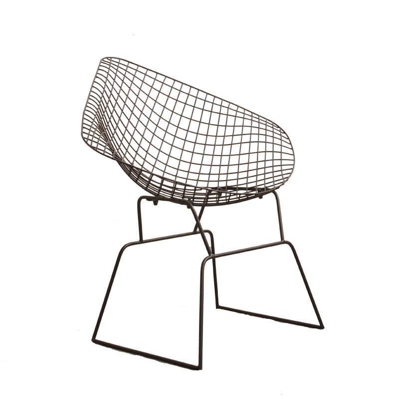 Industrial Black Metal Outdoor Bistro Chair Upholstered Outdoors Dining Chair