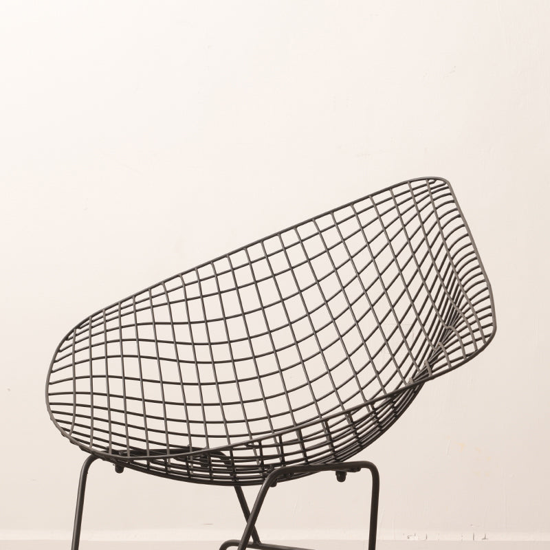 Industrial Black Metal Outdoor Bistro Chair Upholstered Outdoors Dining Chair