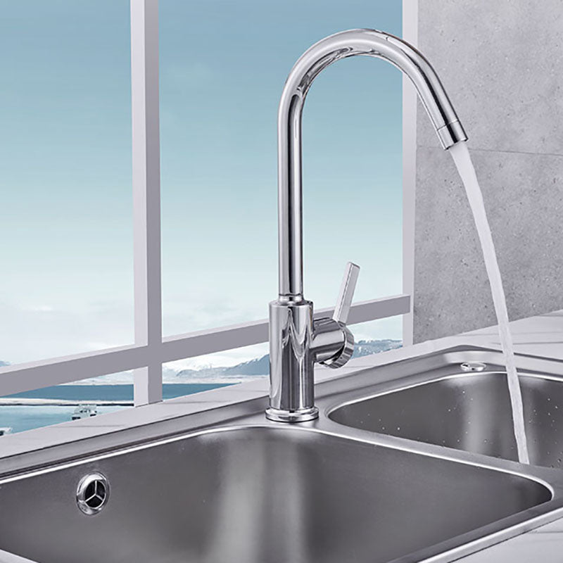 Modern Style Bar Faucet Copper Gooseneck Lever Handle Bar Faucet