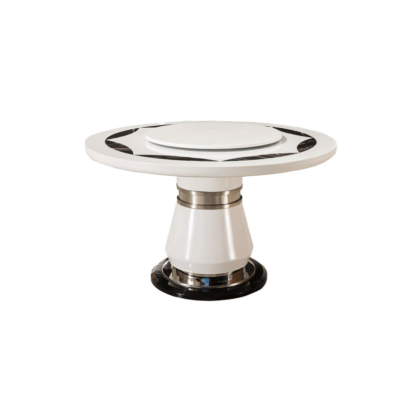 Marble Dining Table Round Pedestal Dining Site Table with Turntable