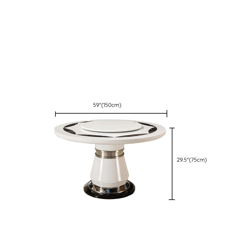 Marble Dining Table Round Pedestal Dining Site Table with Turntable