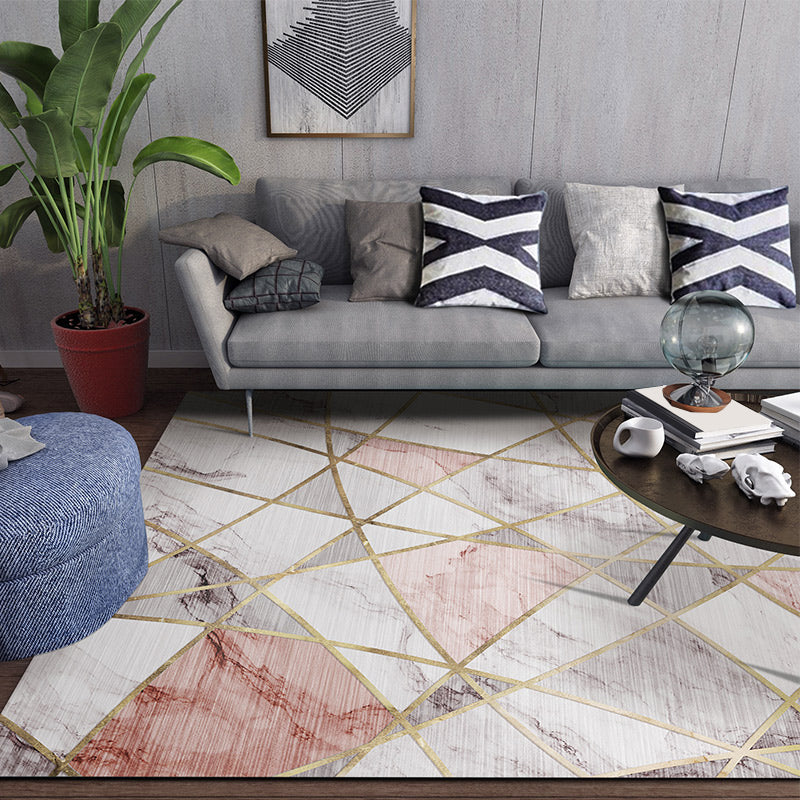 Nordic Rug Beige Polyester Carpet Stain Resistant Rug for Bedroom