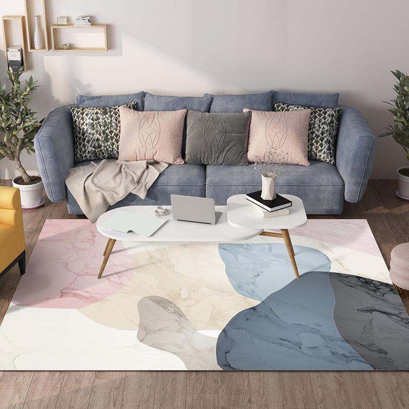 Nordic Rug Beige Polyester Carpet Stain Resistant Rug for Bedroom