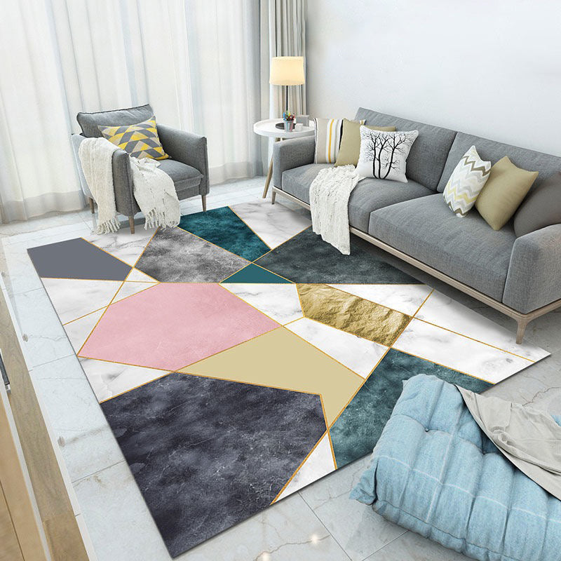 Nordic Rug Beige Polyester Carpet Stain Resistant Rug for Bedroom