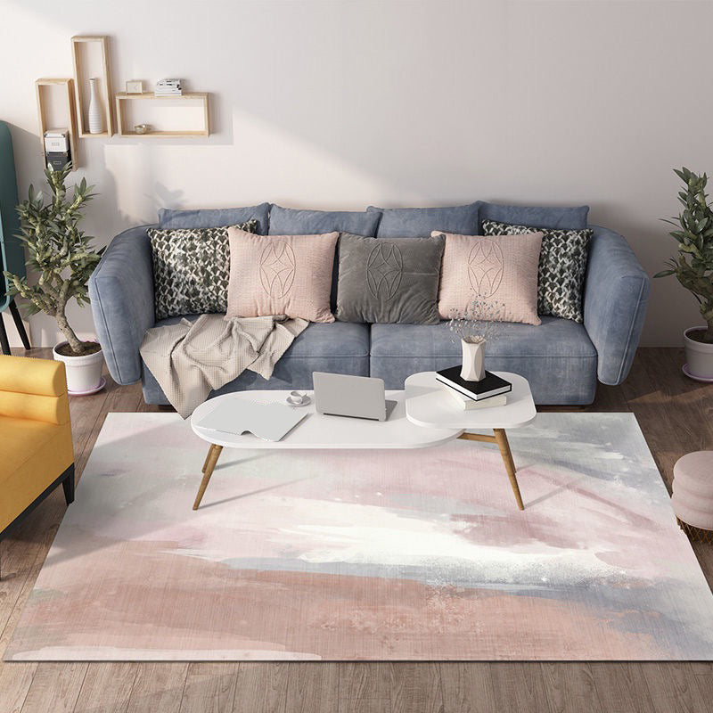 Nordic Rug Beige Polyester Carpet Stain Resistant Rug for Bedroom