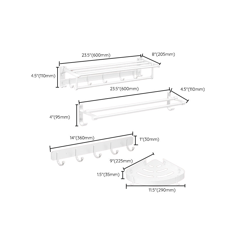 Modern Bathroom Accessories Hardware Set White Metal Bathroom Accessory Kit