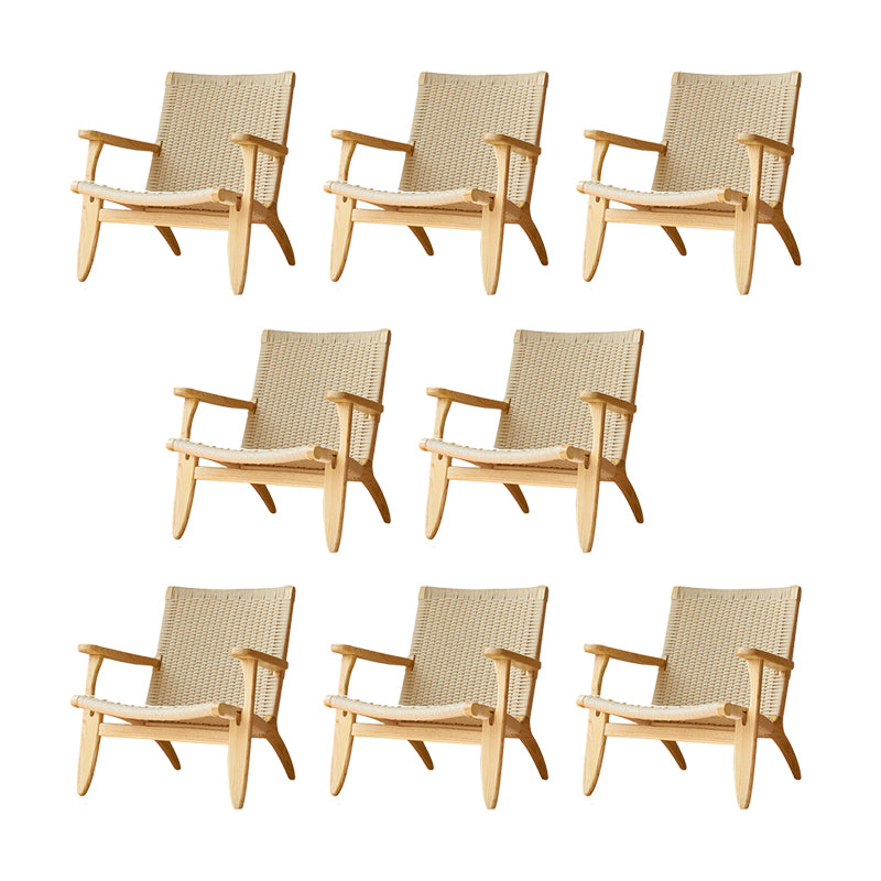 Contemporary Solid Wood Arm Chair Home Cane Back Dining Chair
