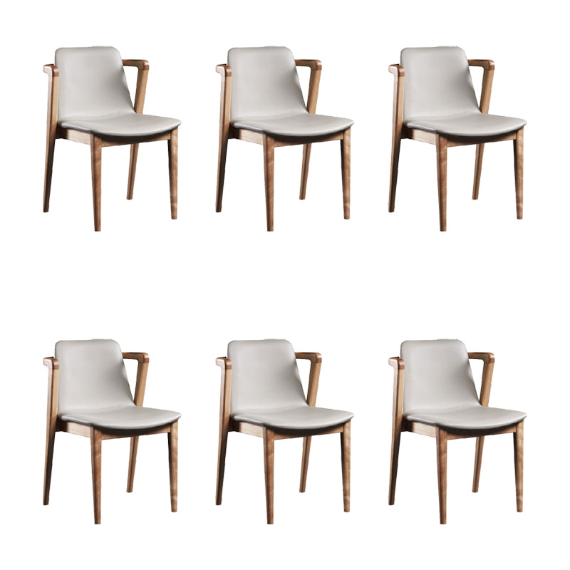 Home Walnut Wood Dining Chair Contemporary Upholstered Arm Chair