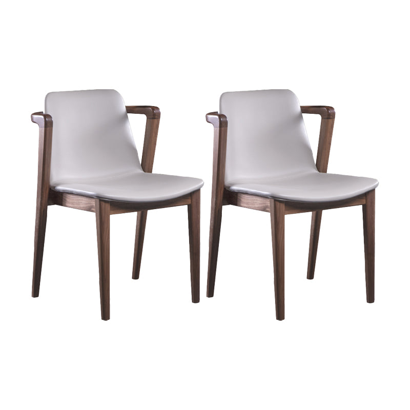 Home Walnut Wood Dining Chair Contemporary Upholstered Arm Chair