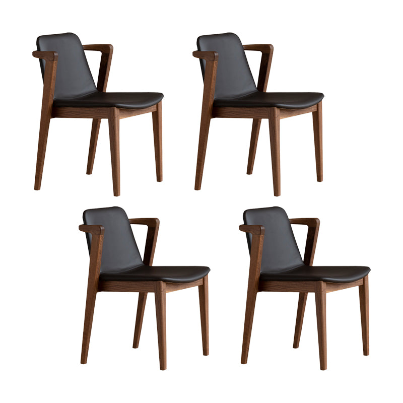 Home Walnut Wood Dining Chair Contemporary Upholstered Arm Chair