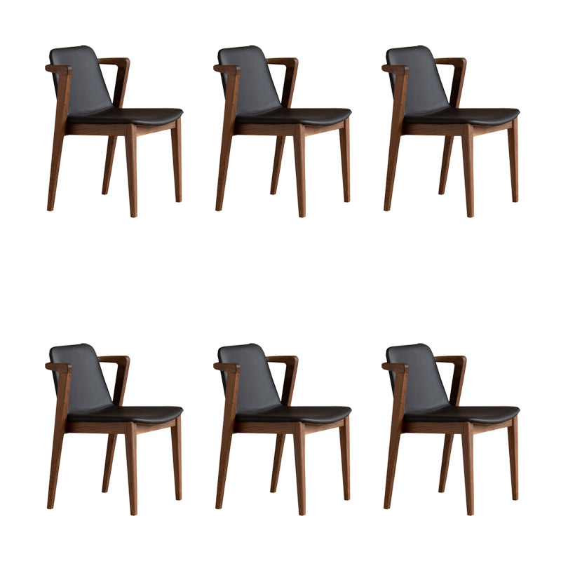 Home Walnut Wood Dining Chair Contemporary Upholstered Arm Chair