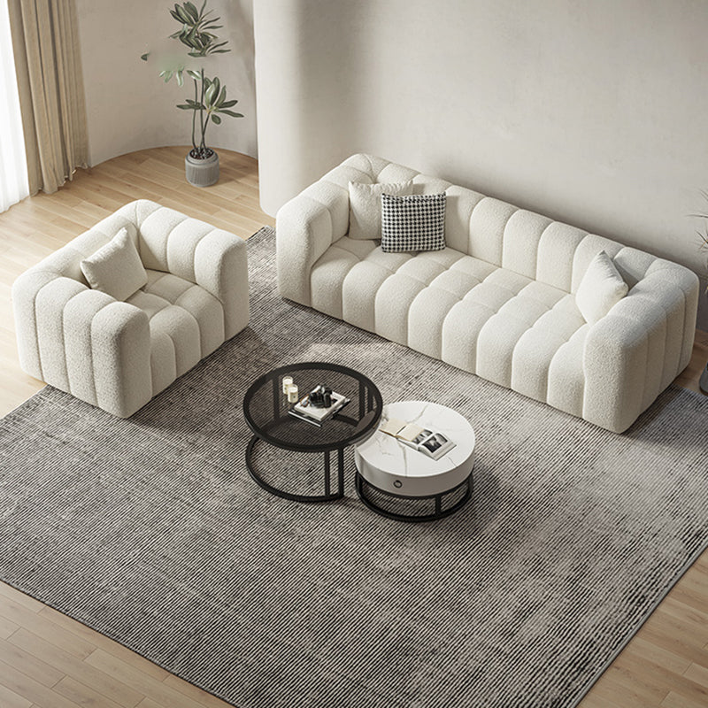Square Arm Sofa Scratch Resistant Living Room Seating with Pillows