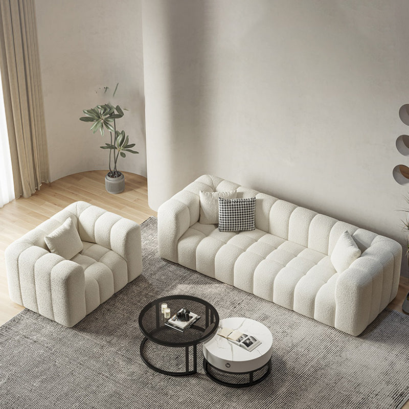 Square Arm Sofa Scratch Resistant Living Room Seating with Pillows