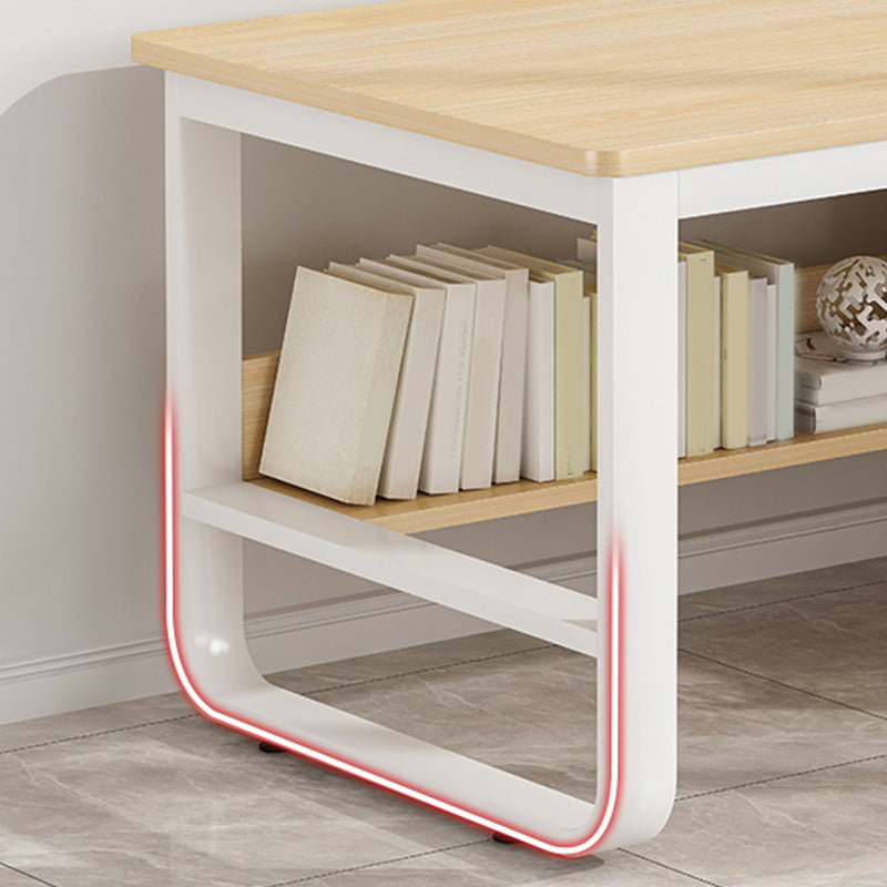 Contemporary Writing Desk with 3 Drawers and 1 Shelf in Metal Base
