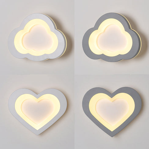 Integrated Led Cartoon Wall Mount Light Modern Simple Acrylic Wall Lighting in White