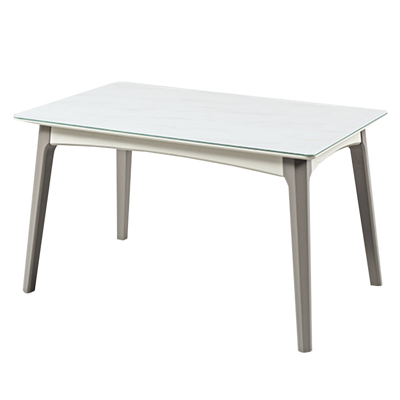 White Rectangular Dinette Table Set 1/5 Pieces Modern Dining Set