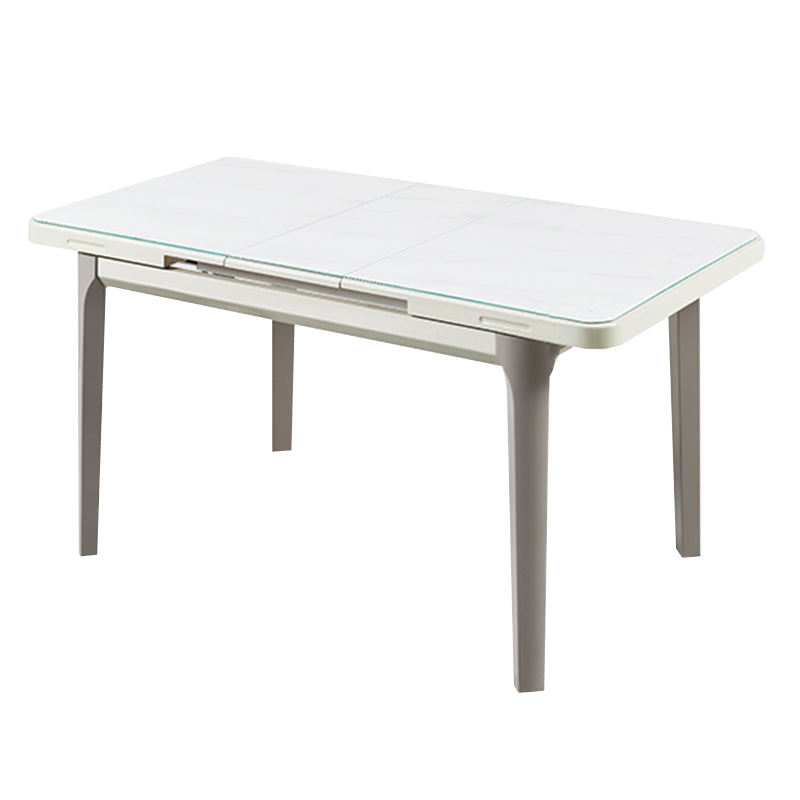 White Rectangular Dinette Table Set 1/5 Pieces Modern Dining Set