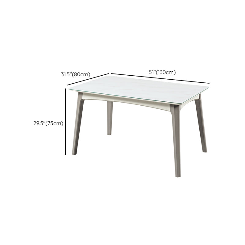 White Rectangular Dinette Table Set 1/5 Pieces Modern Dining Set