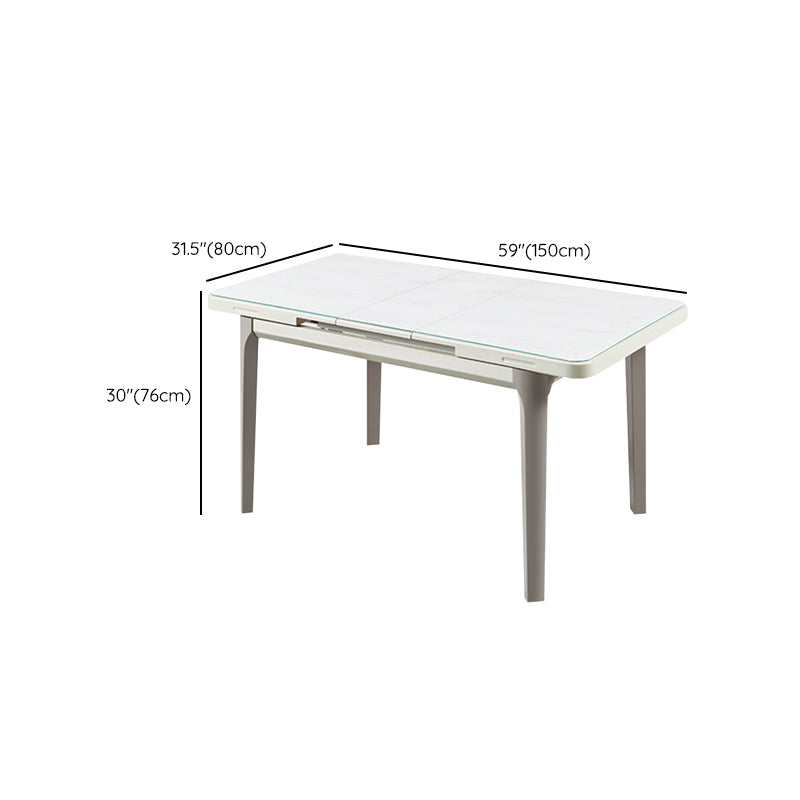 White Rectangular Dinette Table Set 1/5 Pieces Modern Dining Set