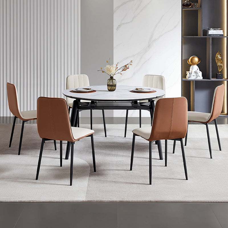 Stone Top Foldable Dining Table Set 1/2/5/7 Pieces White  Dining Set for Home