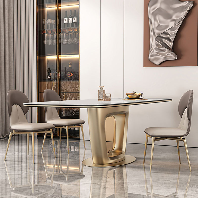 Glossy White Stone Dining Table Set for Home 1/5 Pieces Modern Dinette Set