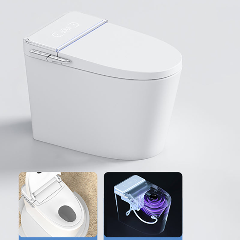 White Smart Toilet Elongated Bidet Seat with Unlimited Warm Water