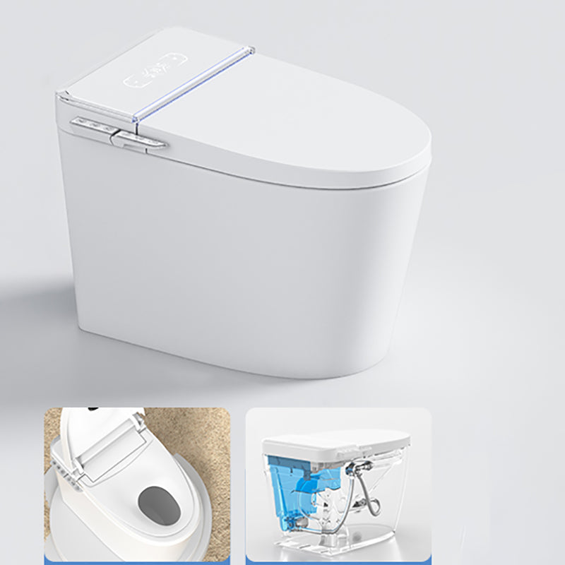 White Smart Toilet Elongated Bidet Seat with Unlimited Warm Water