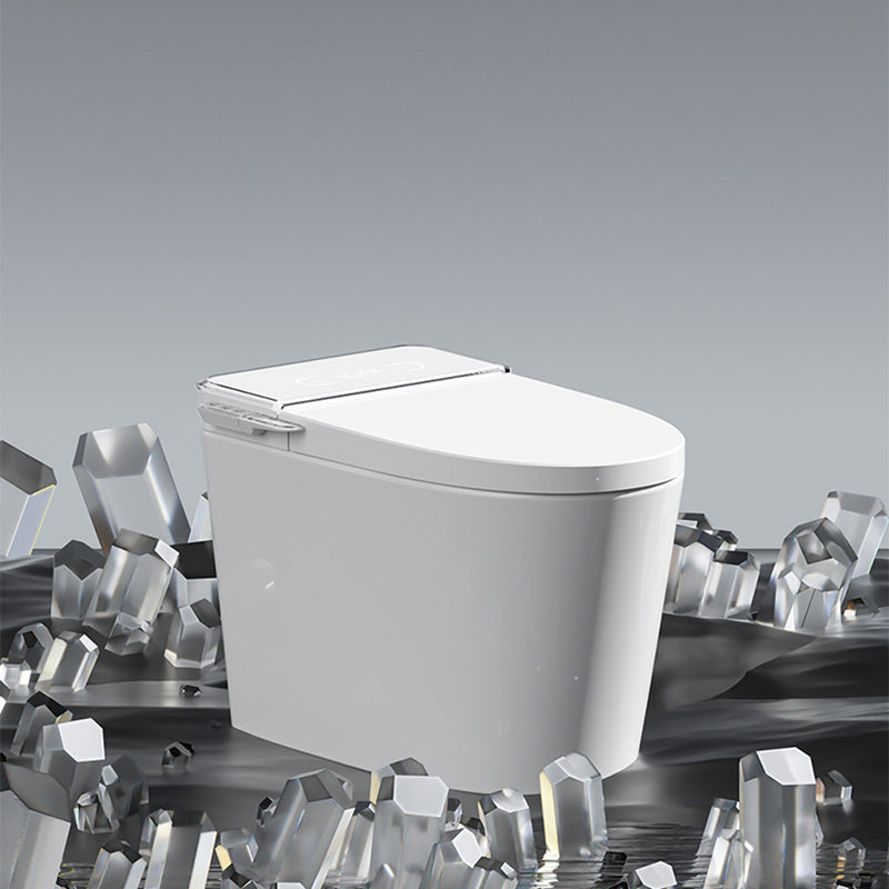 White Smart Toilet Elongated Bidet Seat with Unlimited Warm Water