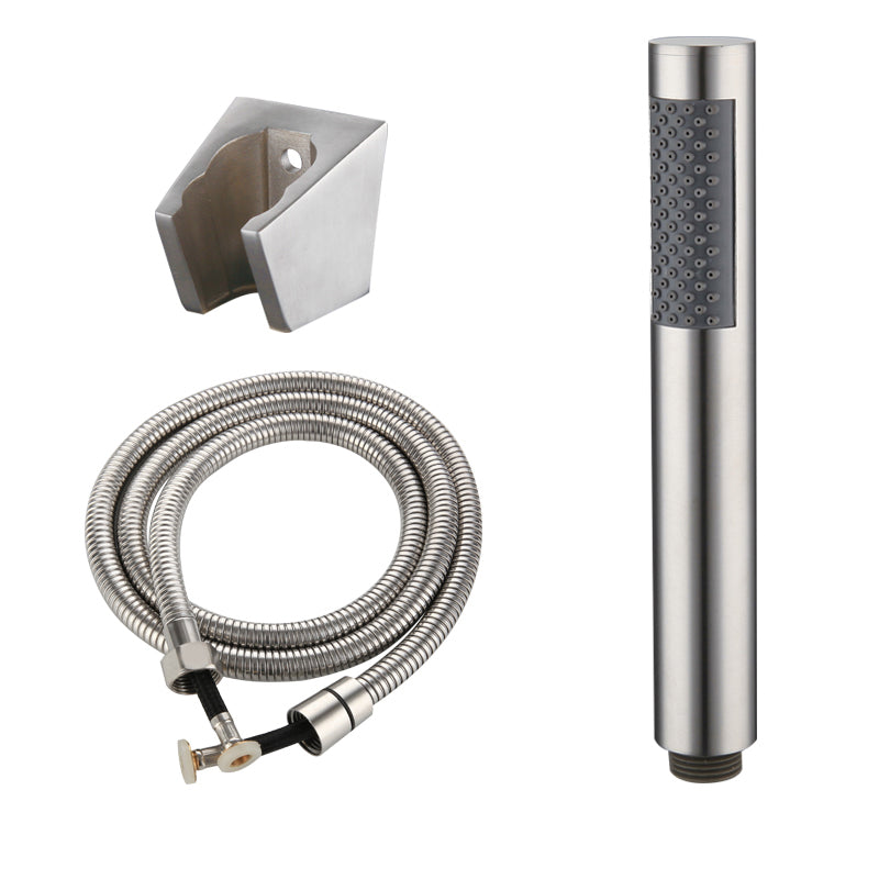 Cylindrical Hand Shower with Self-Cleaning Stainless Steel Wall-Mount Showerhead