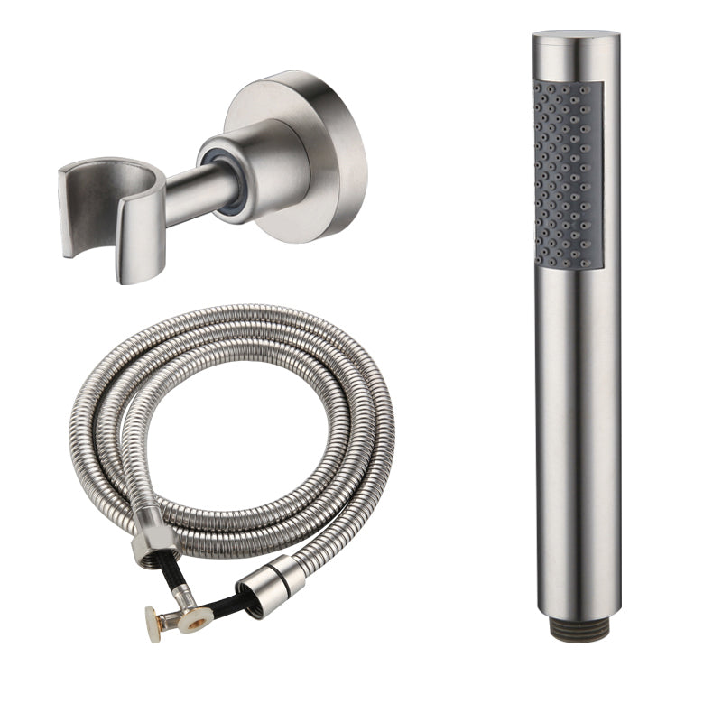 Cylindrical Hand Shower with Self-Cleaning Stainless Steel Wall-Mount Showerhead
