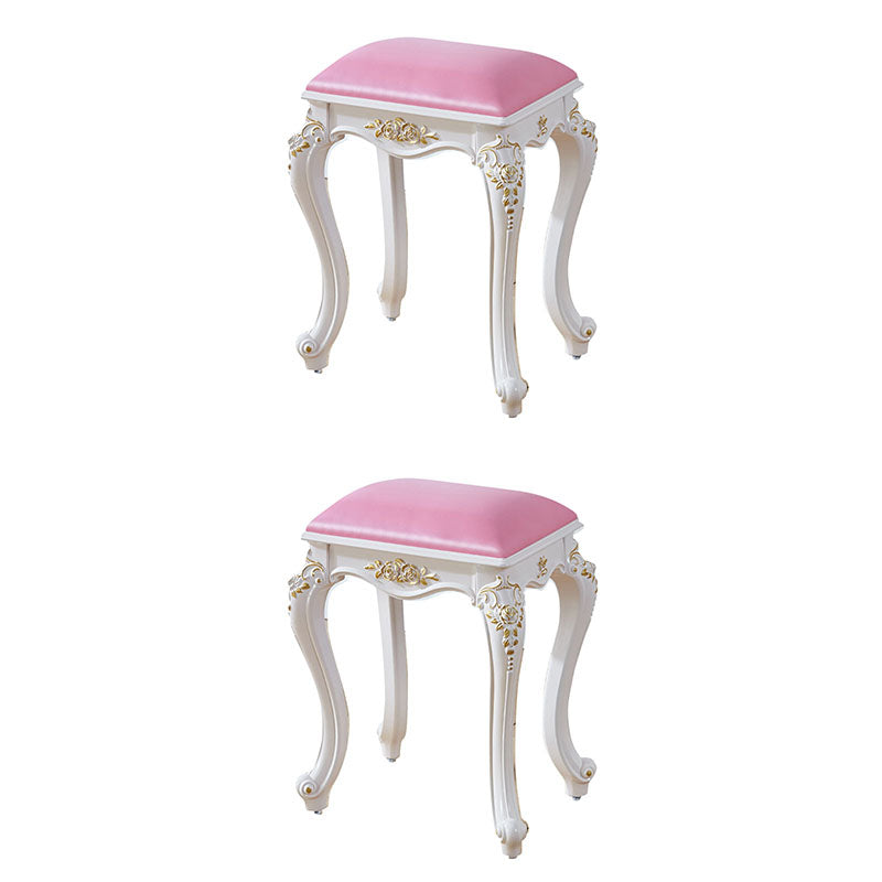 Glam Pouf Ottoman Faux Leather Solid Color Water Resistant Carving Rectangle Pouf