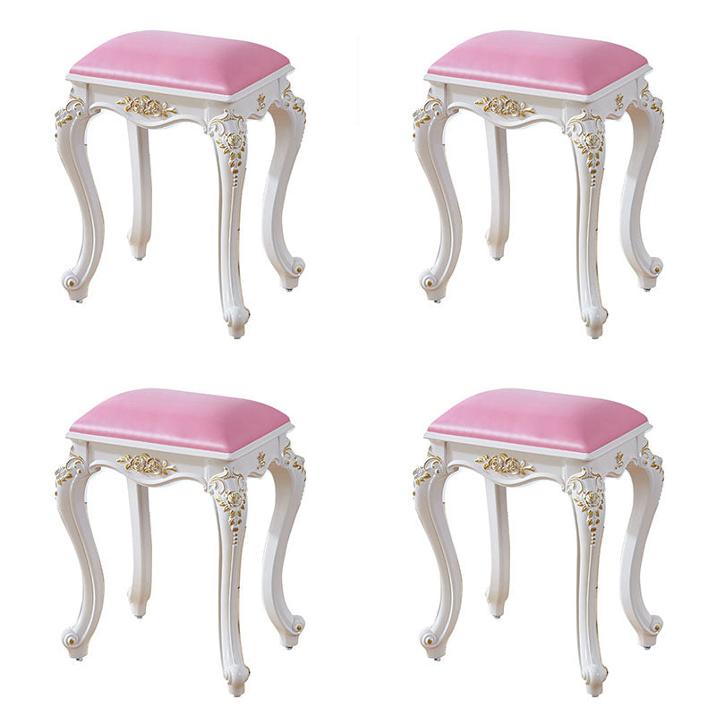 Glam Pouf Ottoman Faux Leather Solid Color Water Resistant Carving Rectangle Pouf