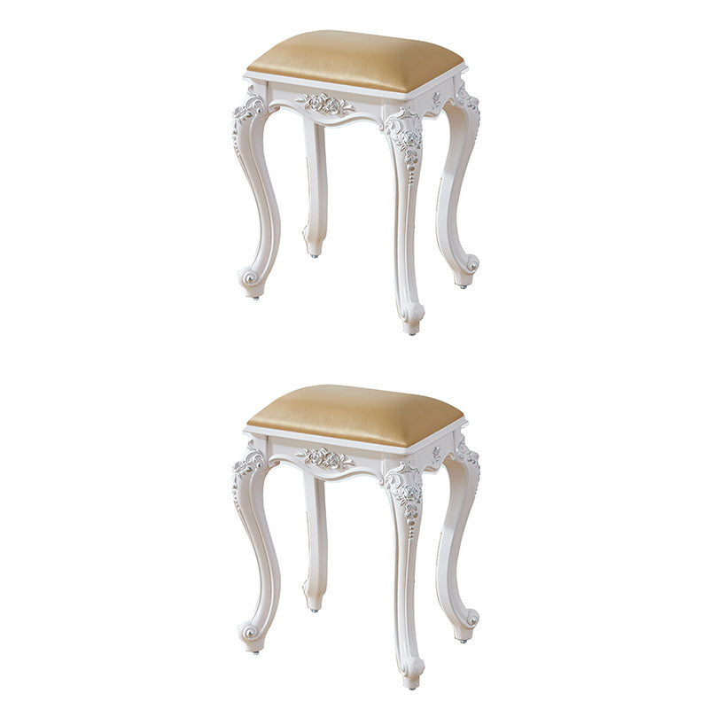 Glam Pouf Ottoman Faux Leather Solid Color Water Resistant Carving Rectangle Pouf