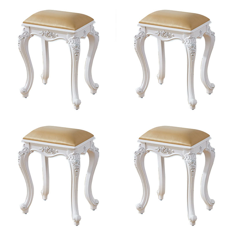 Glam Pouf Ottoman Faux Leather Solid Color Water Resistant Carving Rectangle Pouf