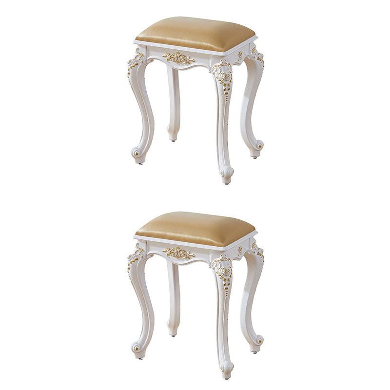 Glam Pouf Ottoman Faux Leather Solid Color Water Resistant Carving Rectangle Pouf