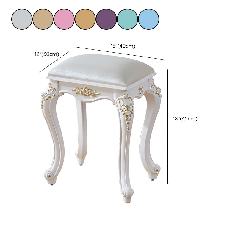 Glam Pouf Ottoman Faux Leather Solid Color Water Resistant Carving Rectangle Pouf