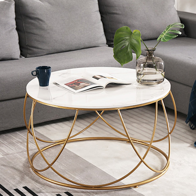 Frame Glam Cocktail Table Stone Round Nesting Coffee Table Set