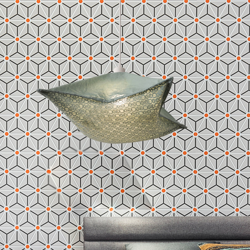 Lampada a sospensione del cuscino in stile moderno tessuto a motivi 1 1 ° soggiorno lampadina a soffitto a sospensione in luce-viola/bianca/verde