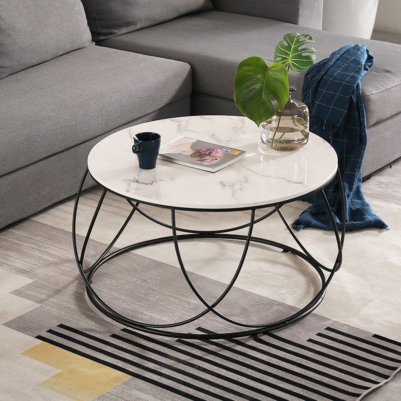 Frame Glam Cocktail Table Stone Round Nesting Coffee Table Set
