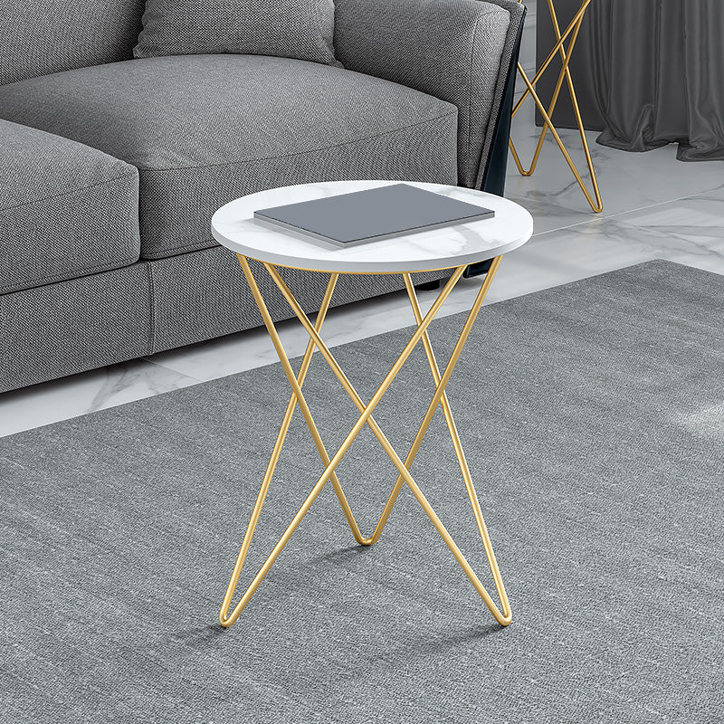 Frame Glam Cocktail Table Stone Round Nesting Coffee Table Set